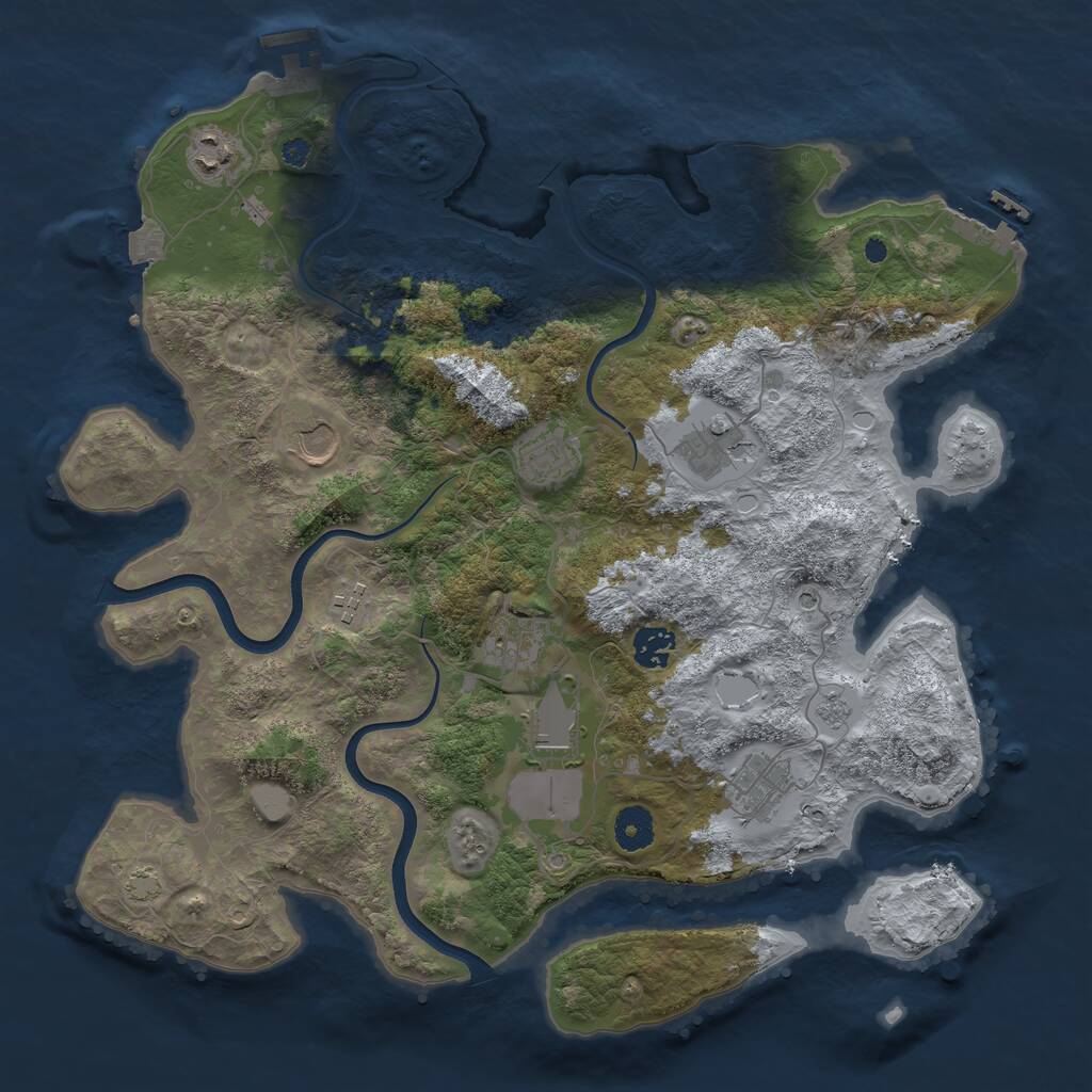 Rust Map: Procedural Map, Size: 3850, Seed: 386021948, 15 Monuments