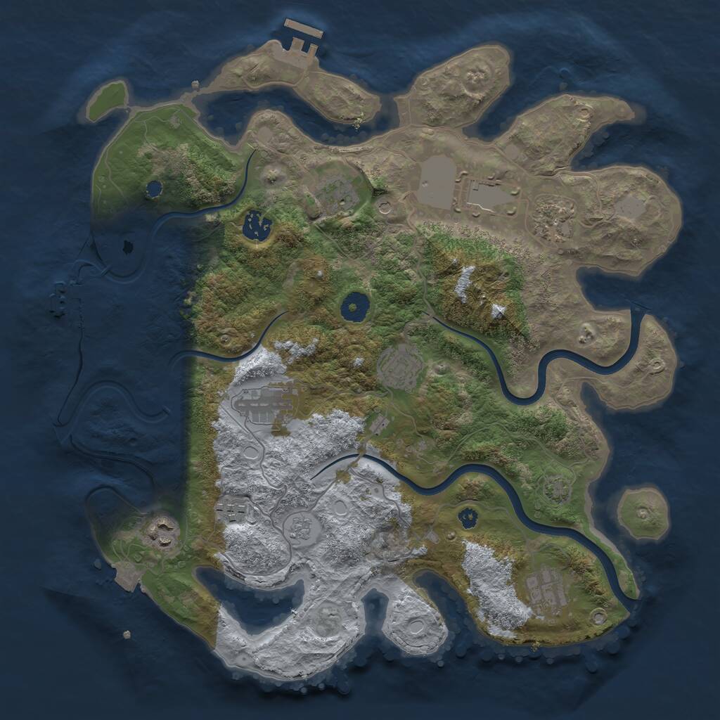 Rust Map: Procedural Map, Size: 3700, Seed: 683247979, 15 Monuments