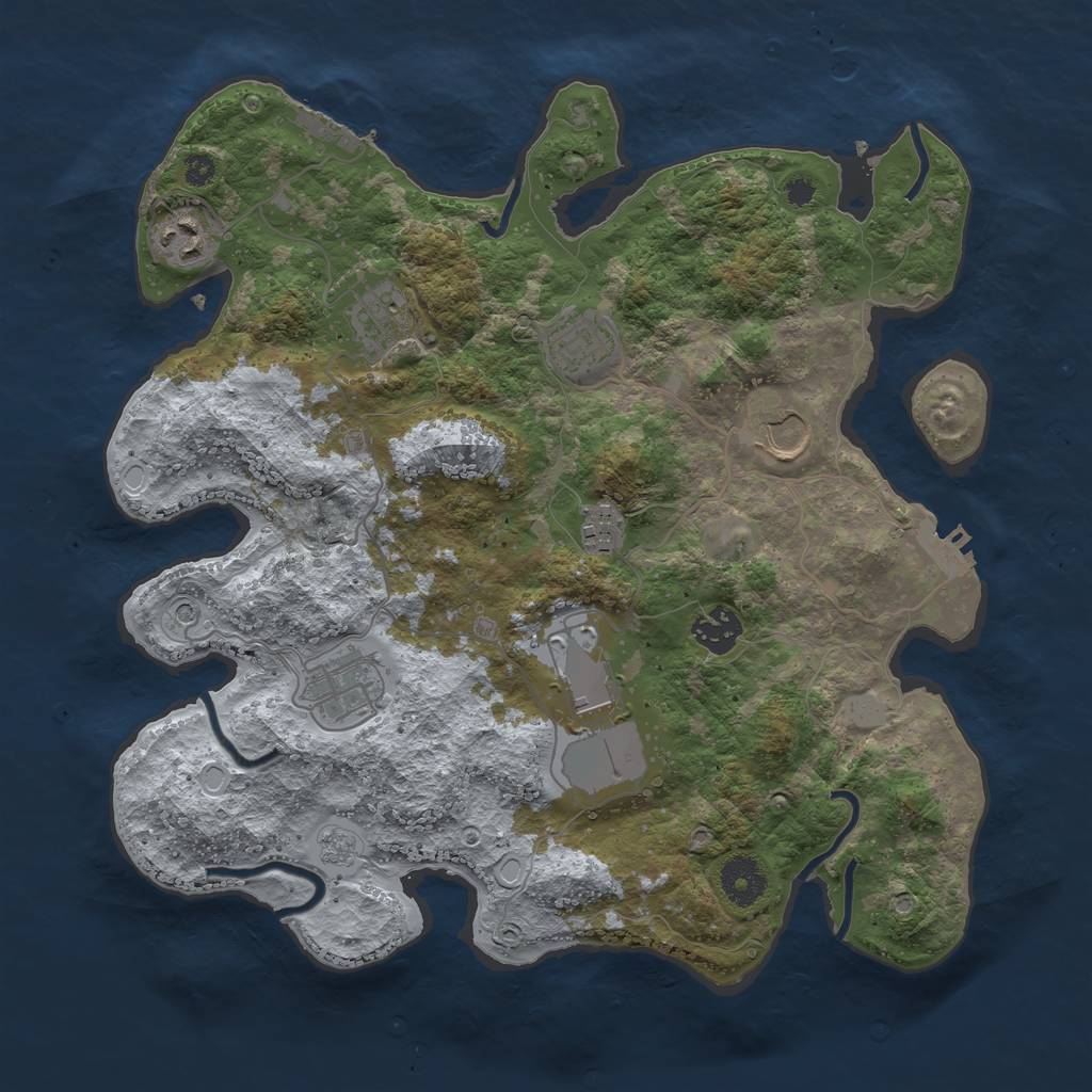 Rust Map: Procedural Map, Size: 3500, Seed: 1043009965, 15 Monuments