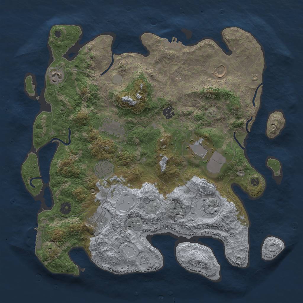 Rust Map: Procedural Map, Size: 3800, Seed: 45465509, 18 Monuments