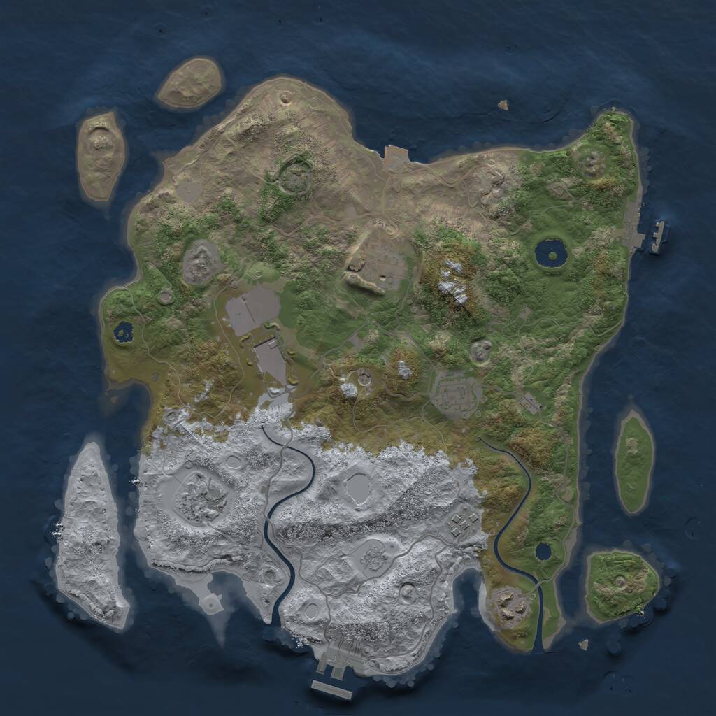 Rust Map: Procedural Map, Size: 3500, Seed: 37492, 12 Monuments