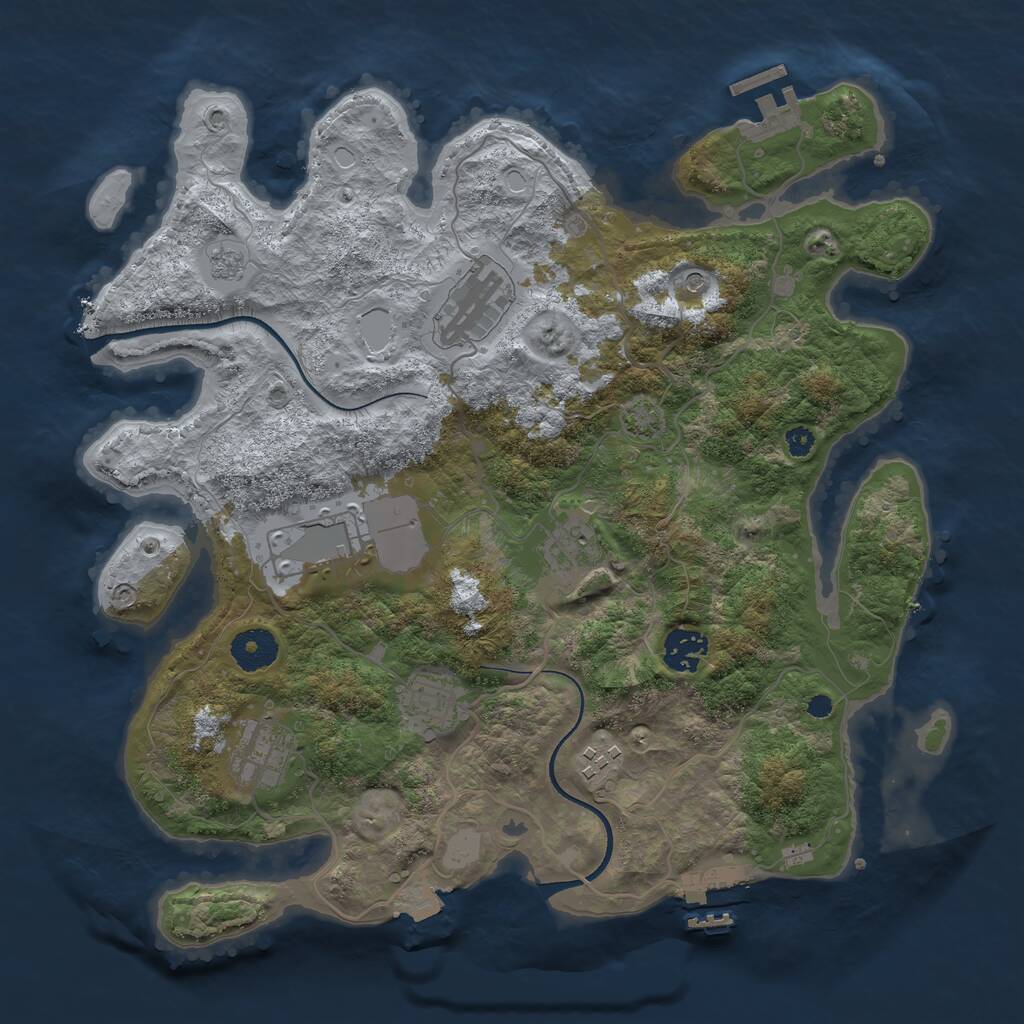 Rust Map: Procedural Map, Size: 3500, Seed: 1256054247, 13 Monuments