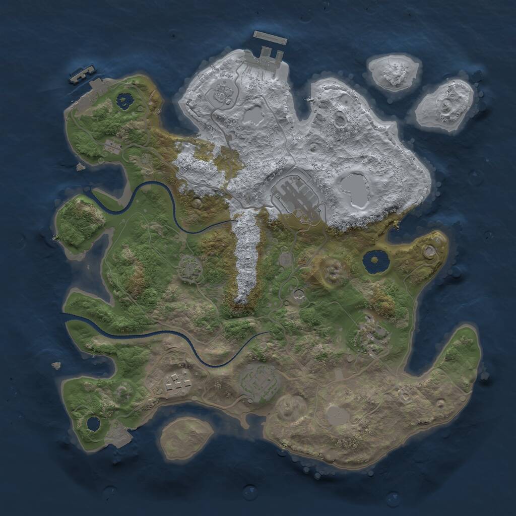 Rust Map: Procedural Map, Size: 3081, Seed: 13825, 10 Monuments