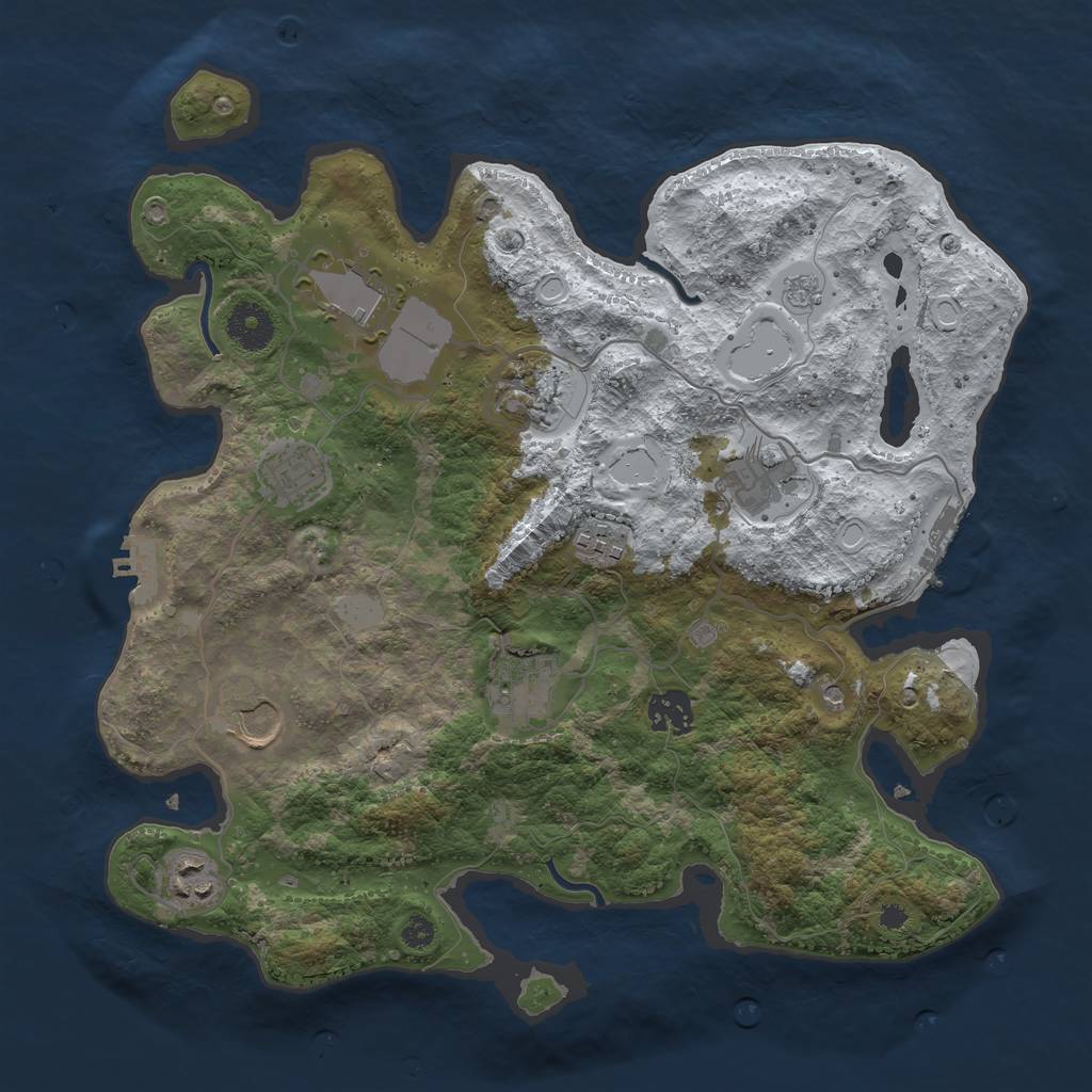 Rust Map: Procedural Map, Size: 3500, Seed: 41412, 18 Monuments