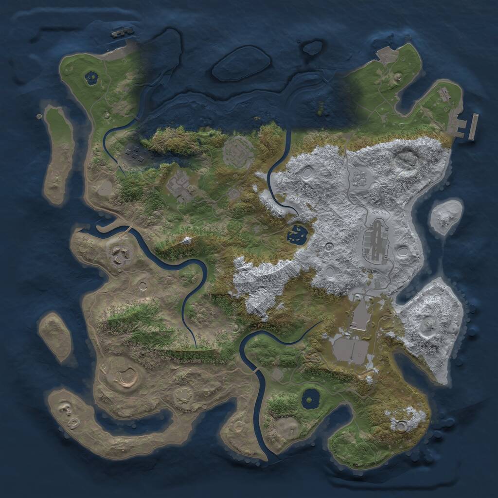 Rust Map: Procedural Map, Size: 3750, Seed: 189113941, 14 Monuments