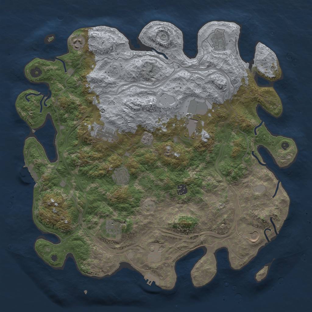 Rust Map: Procedural Map, Size: 4250, Seed: 4894058, 19 Monuments