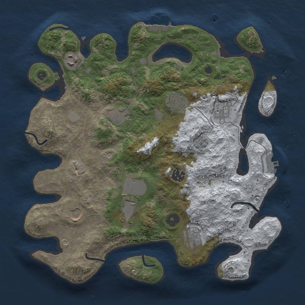 Rust Map: Procedural Map, Size: 3500, Seed: 1405221698, 18 Monuments