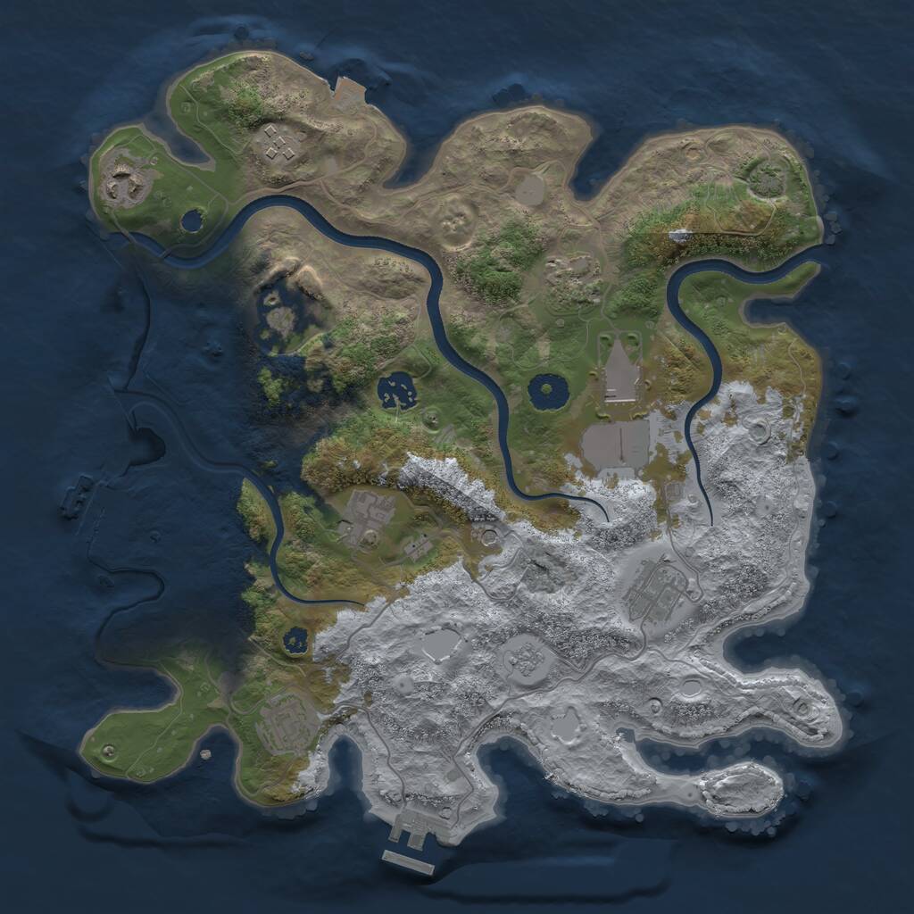 Rust Map: Procedural Map, Size: 3500, Seed: 1399823775, 15 Monuments