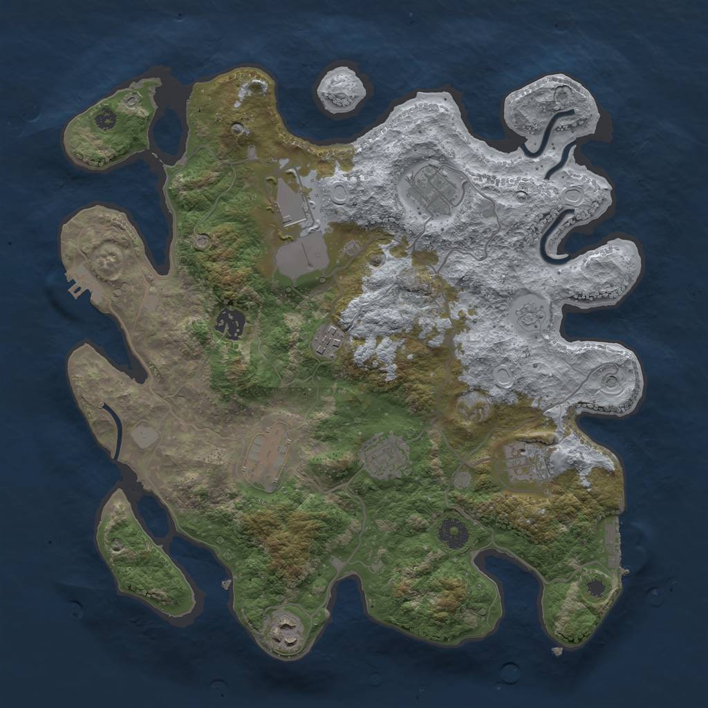 Rust Map: Procedural Map, Size: 3500, Seed: 46987415, 17 Monuments