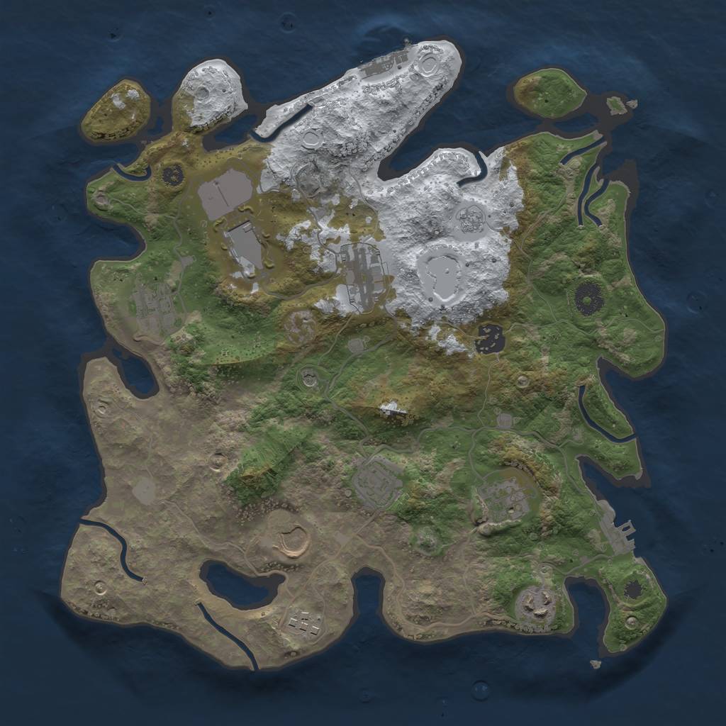 Rust Map: Procedural Map, Size: 3500, Seed: 141464435, 18 Monuments