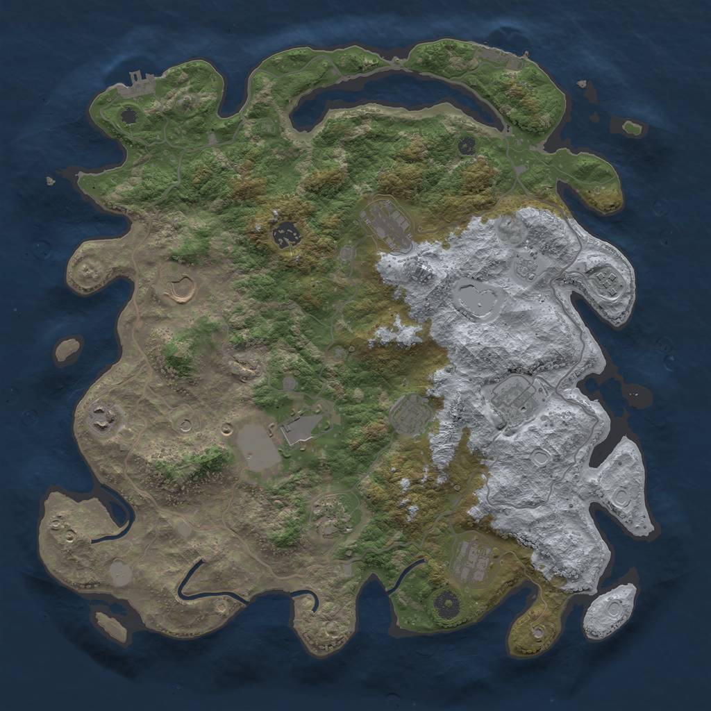 Rust Map: Procedural Map, Size: 4000, Seed: 1133356505, 19 Monuments