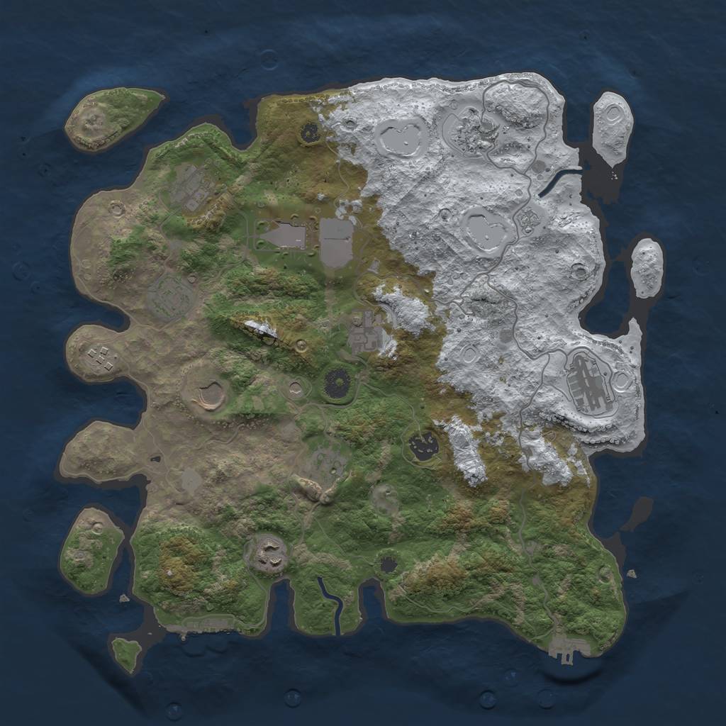 Rust Map: Procedural Map, Size: 3850, Seed: 708965192, 20 Monuments