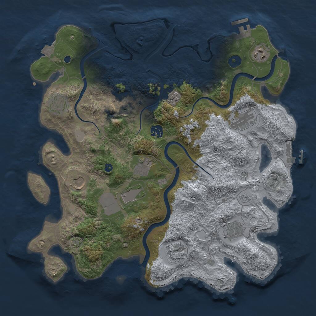 Rust Map: Procedural Map, Size: 3700, Seed: 1377302992, 17 Monuments