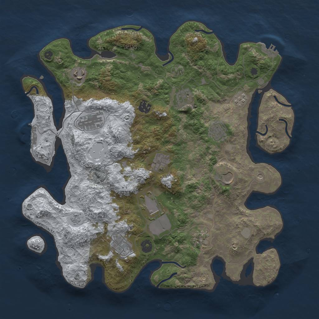 Rust Map: Procedural Map, Size: 3850, Seed: 239442483, 20 Monuments