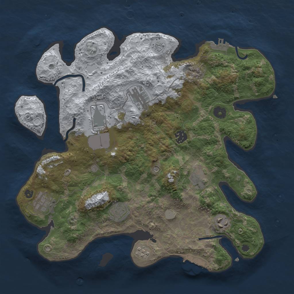 Rust Map: Procedural Map, Size: 3500, Seed: 2869032, 17 Monuments