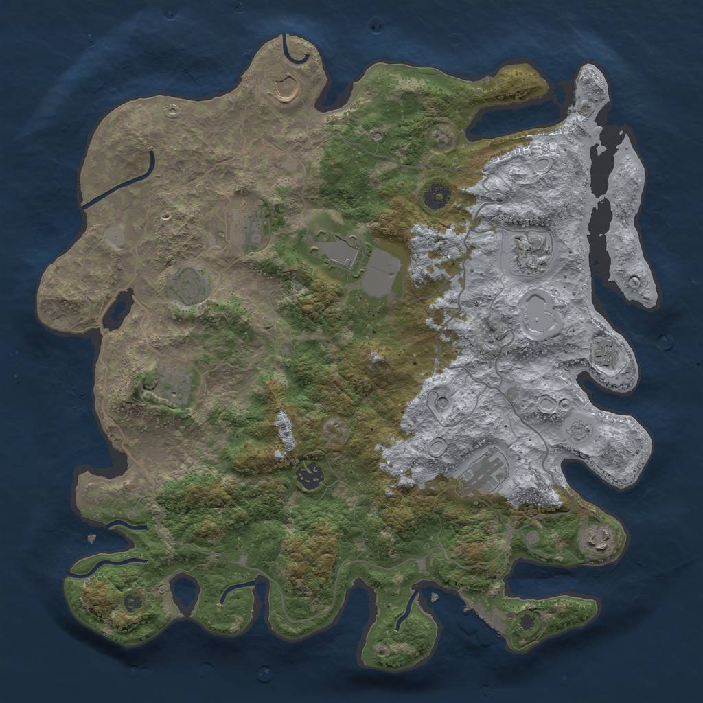 Rust Map: Procedural Map, Size: 4000, Seed: 2041600247, 18 Monuments