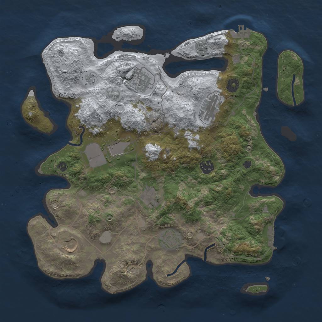 Rust Map: Procedural Map, Size: 3500, Seed: 1317605680, 17 Monuments