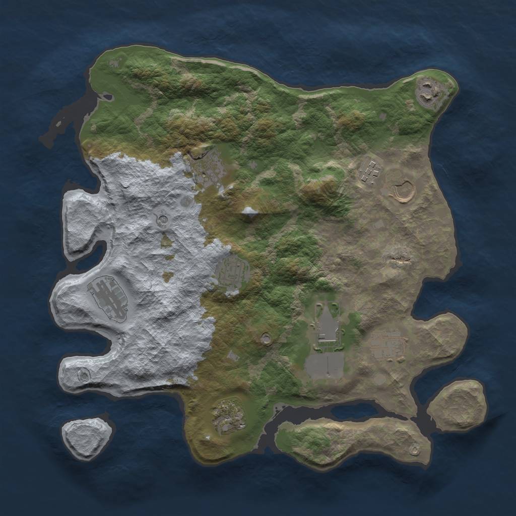 Rust Map: Barren, Size: 3500, Seed: 773061899, 12 Monuments