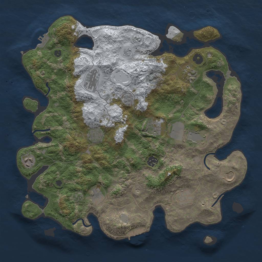 Rust Map: Procedural Map, Size: 3850, Seed: 963649786, 20 Monuments