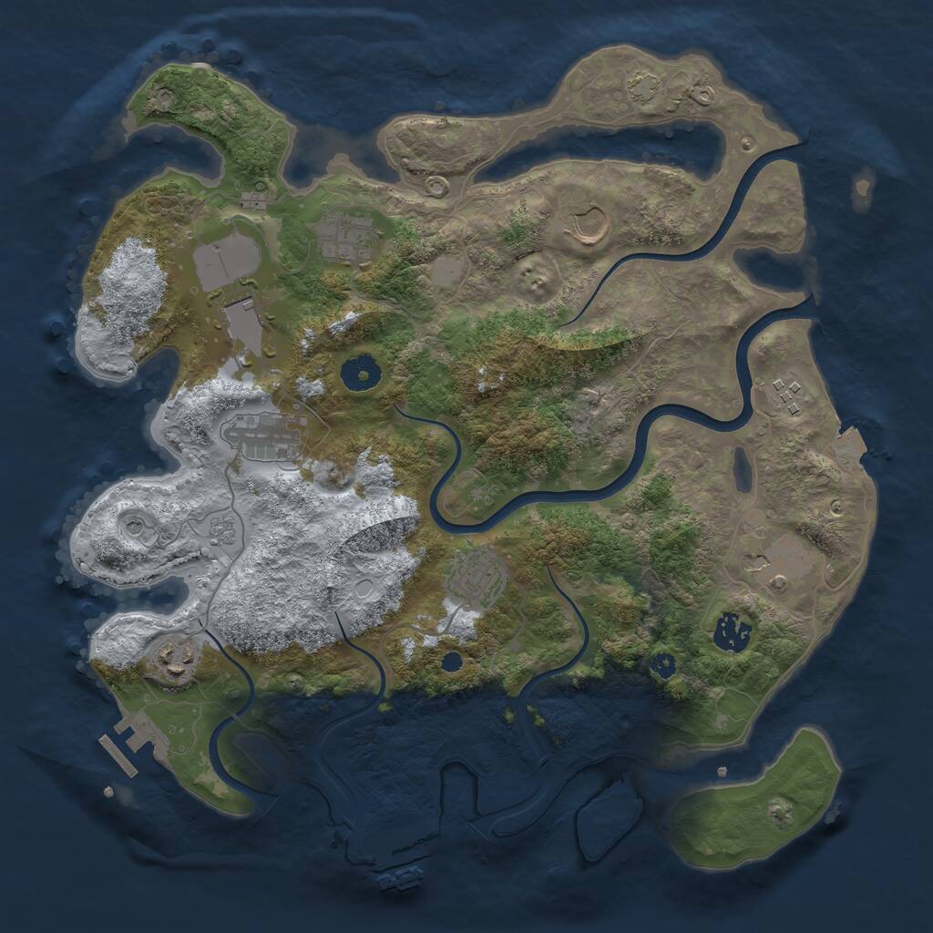 Rust Map: Procedural Map, Size: 3700, Seed: 1893794069, 15 Monuments
