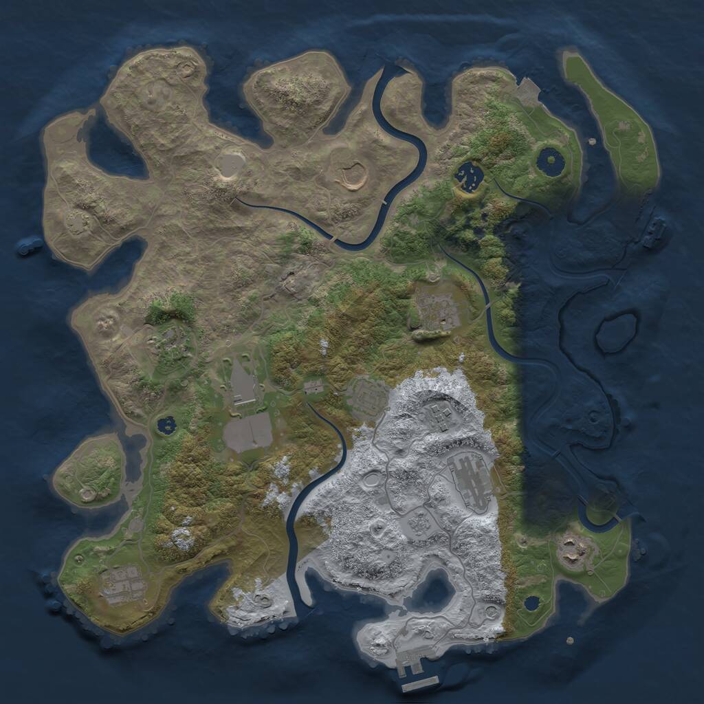 Rust Map: Procedural Map, Size: 3800, Seed: 785497931, 16 Monuments