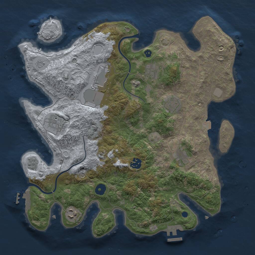 Rust Map: Procedural Map, Size: 3500, Seed: 634230218, 14 Monuments