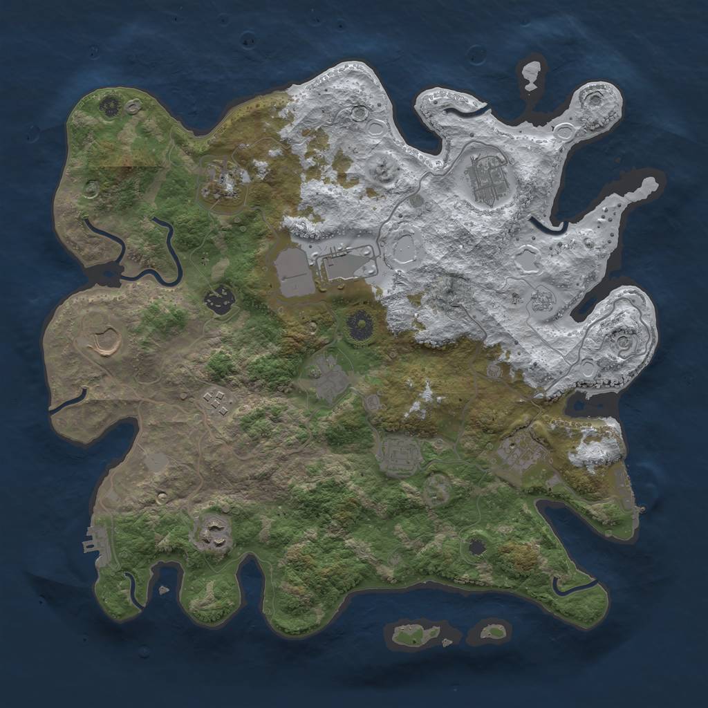 Rust Map: Procedural Map, Size: 3750, Seed: 9173, 19 Monuments