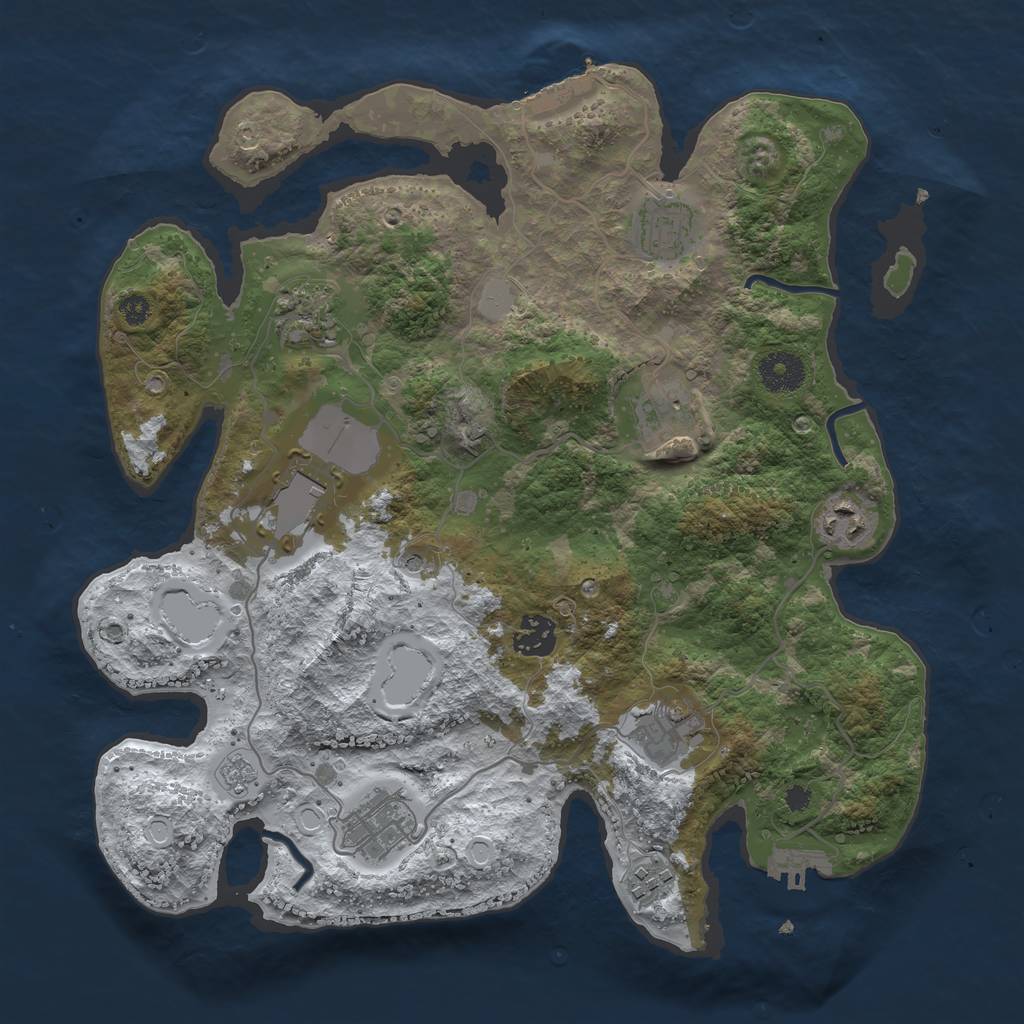 Rust Map: Procedural Map, Size: 3500, Seed: 1477650540, 18 Monuments