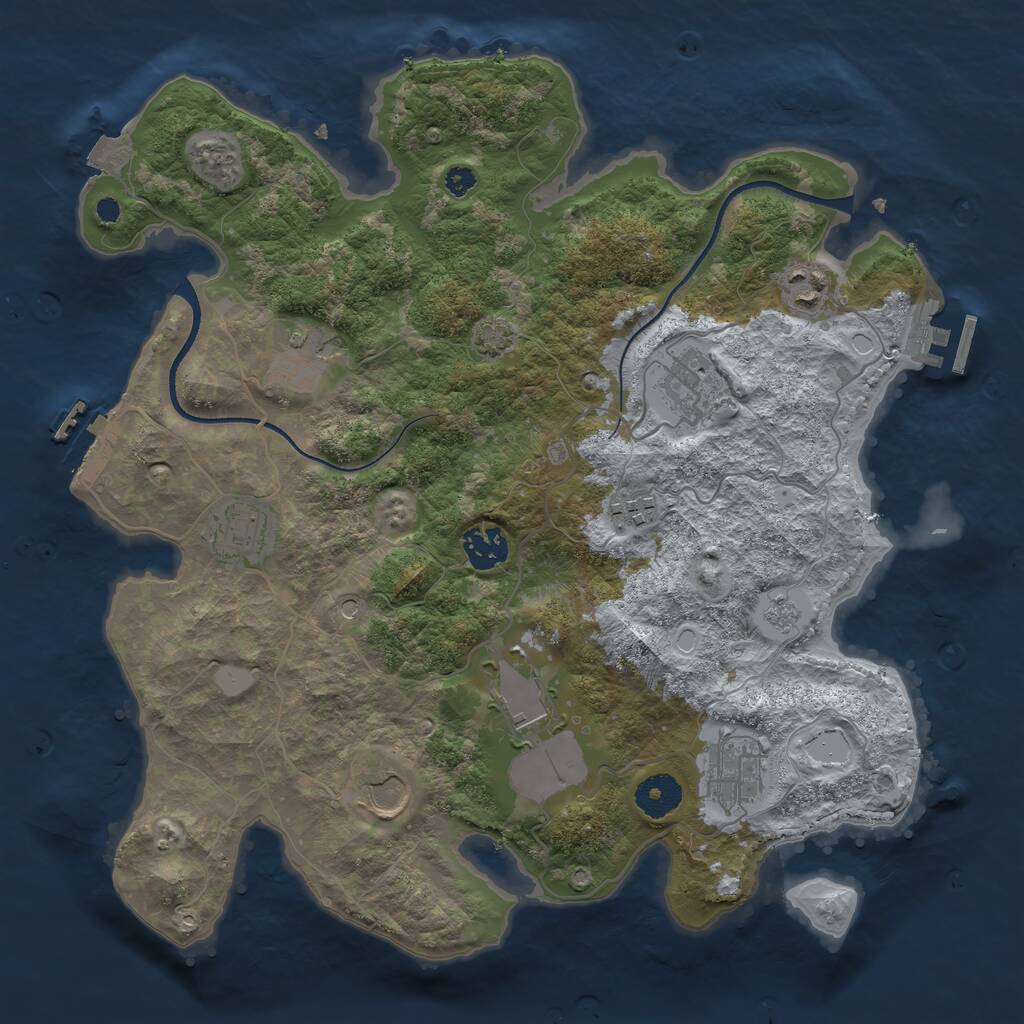Rust Map: Procedural Map, Size: 3500, Seed: 536903750, 15 Monuments