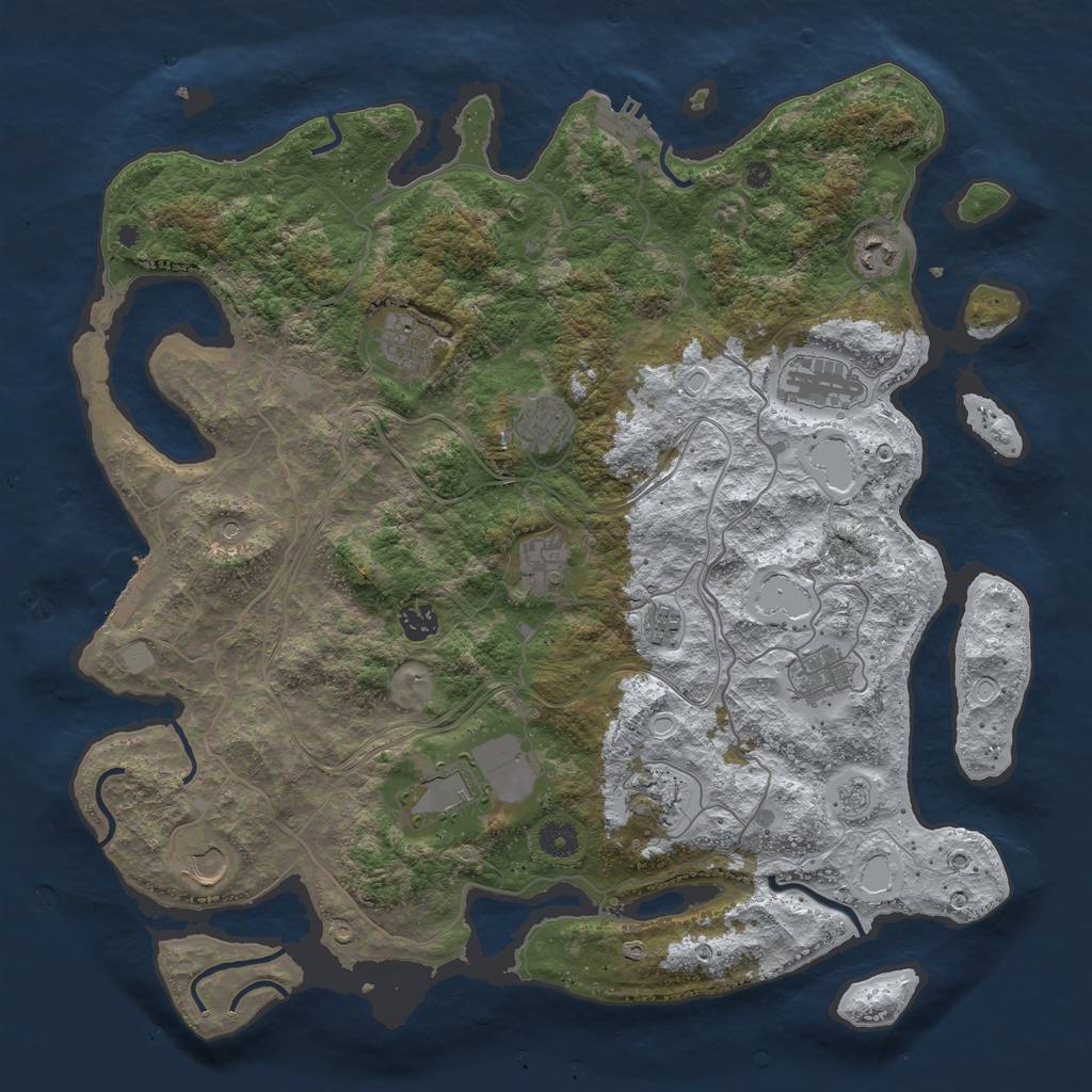 Rust Map: Procedural Map, Size: 4250, Seed: 1483086691, 20 Monuments