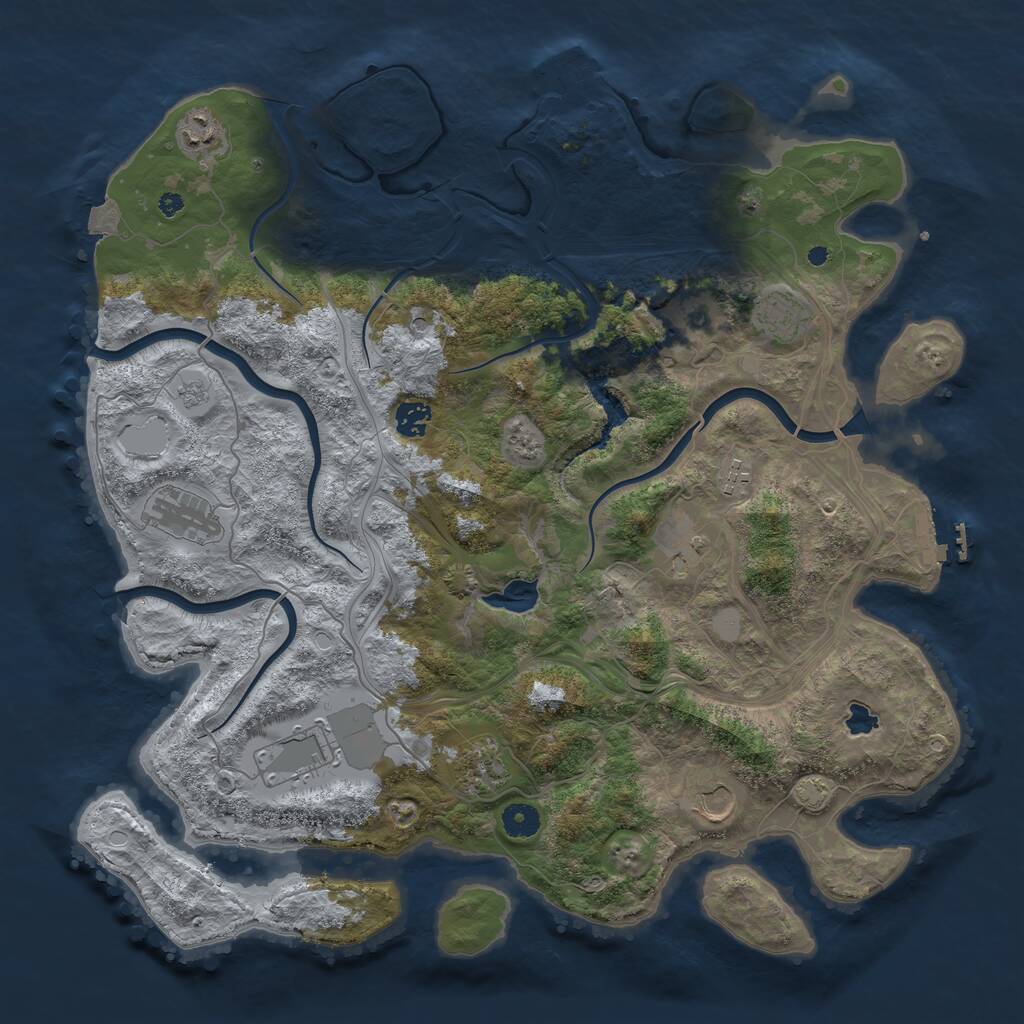 Rust Map: Procedural Map, Size: 4250, Seed: 1054238221, 16 Monuments