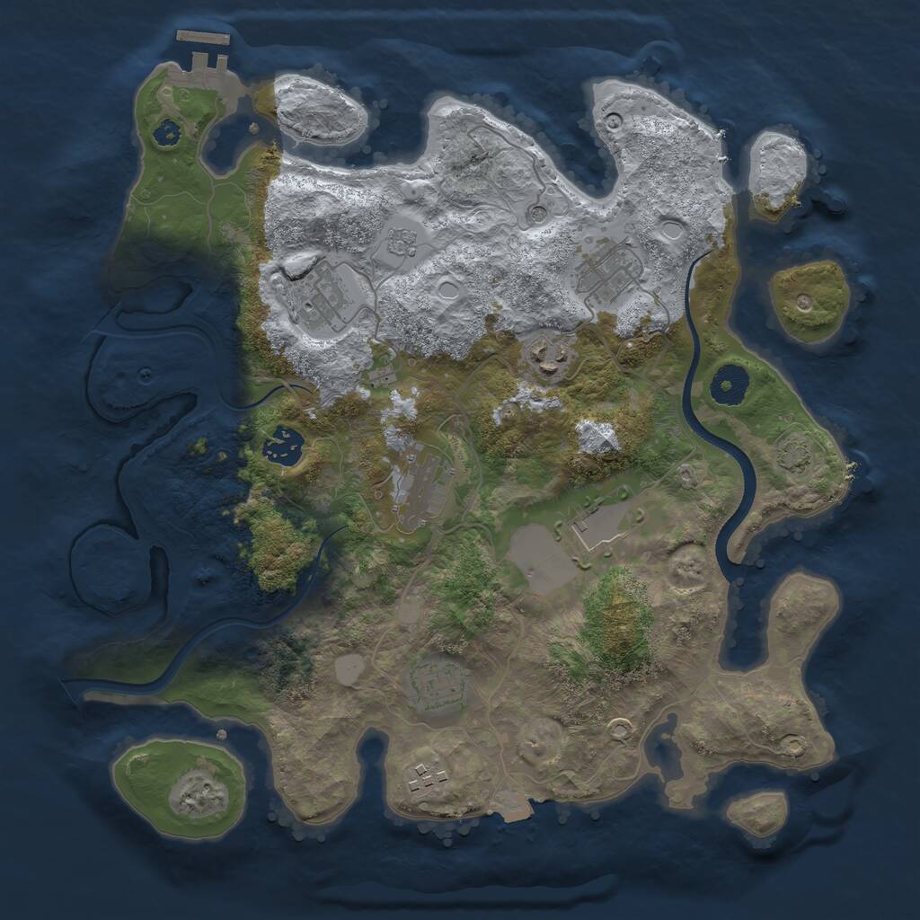 Rust Map: Procedural Map, Size: 3500, Seed: 2041401551, 13 Monuments