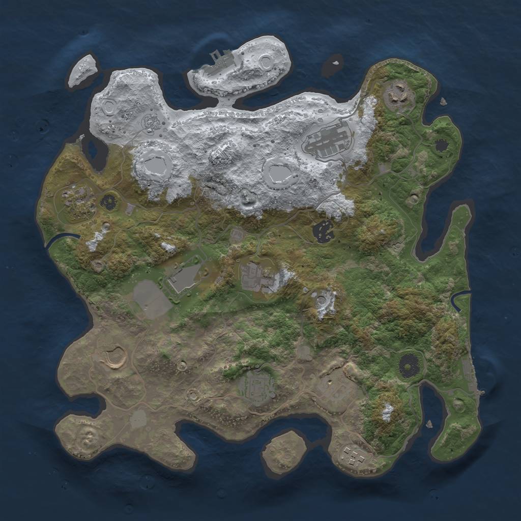 Rust Map: Procedural Map, Size: 3500, Seed: 2744, 19 Monuments