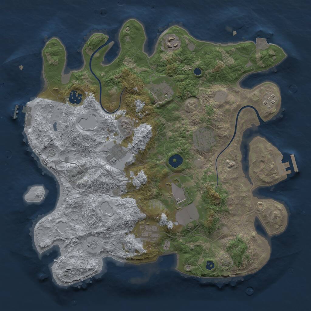 Rust Map: Procedural Map, Size: 3500, Seed: 1373360146, 14 Monuments