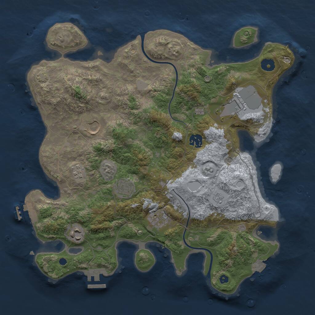 Rust Map: Procedural Map, Size: 3500, Seed: 480367321, 13 Monuments