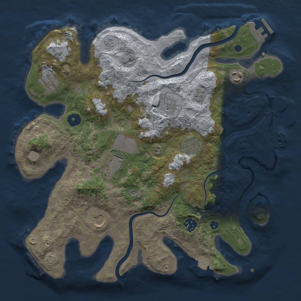Rust Map: Procedural Map, Size: 3500, Seed: 841549451, 14 Monuments