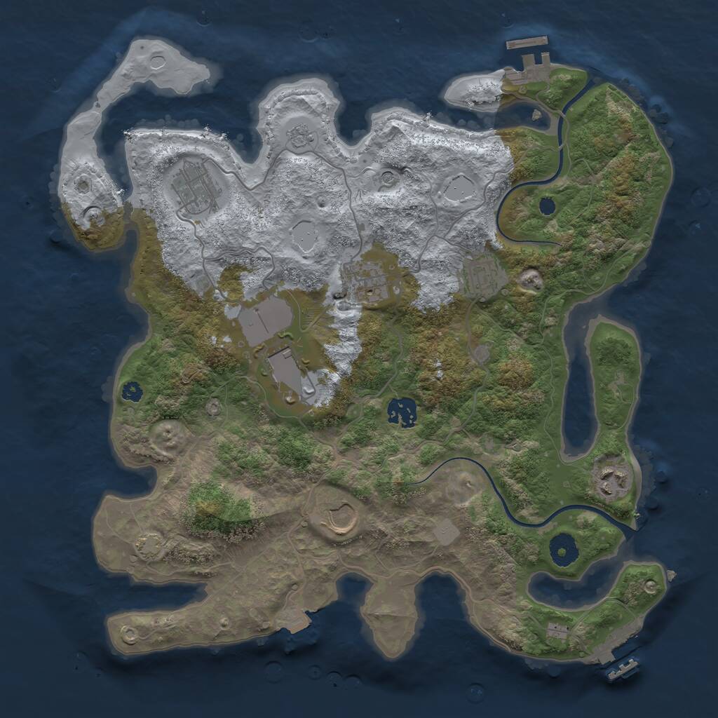 Rust Map: Procedural Map, Size: 3500, Seed: 910844972, 13 Monuments