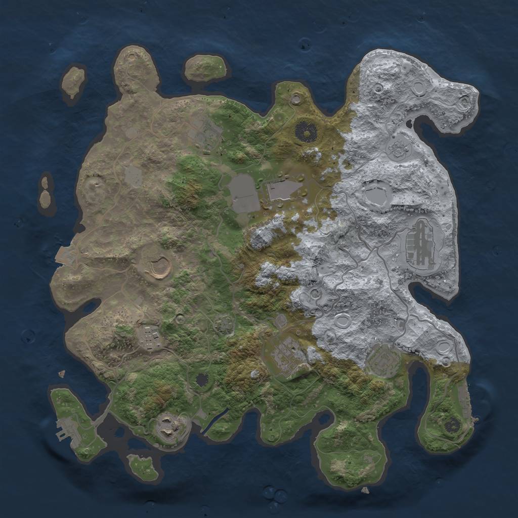 Rust Map: Procedural Map, Size: 3500, Seed: 1780179672, 16 Monuments