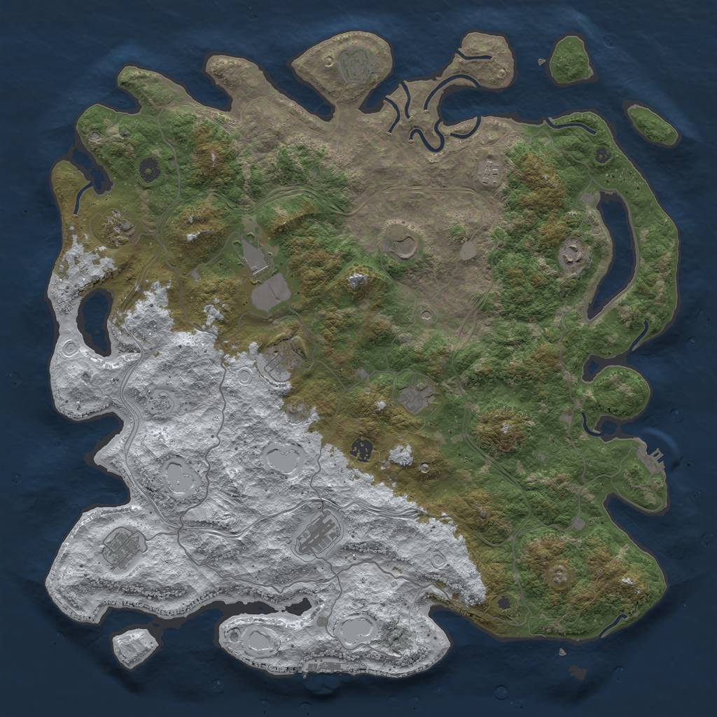 Rust Map: Procedural Map, Size: 4800, Seed: 1382151721, 20 Monuments