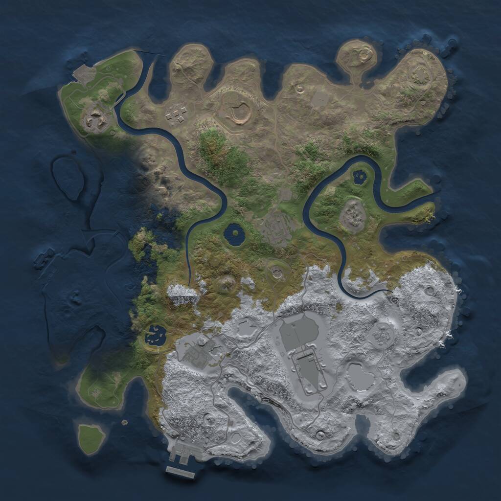 Rust Map: Procedural Map, Size: 3500, Seed: 492548642, 13 Monuments