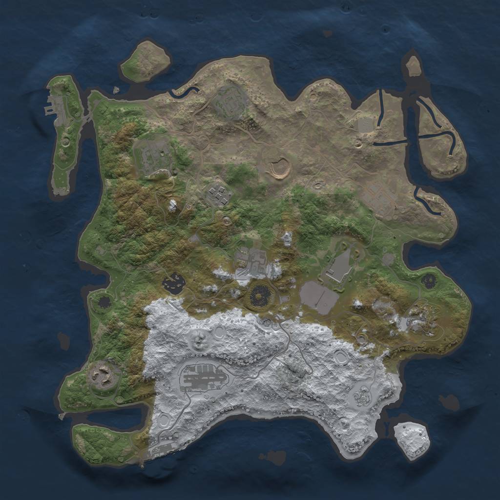 Rust Map: Procedural Map, Size: 3500, Seed: 1573969880, 20 Monuments