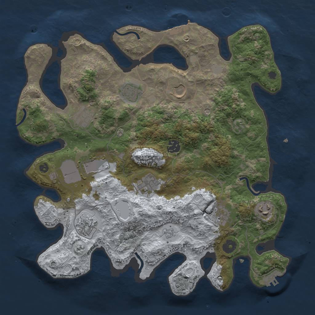 Rust Map: Procedural Map, Size: 3500, Seed: 53426146, 19 Monuments