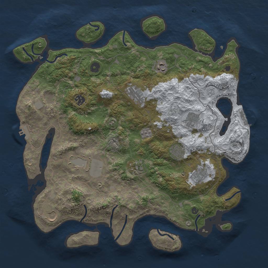 Rust Map: Procedural Map, Size: 4000, Seed: 4189825, 19 Monuments