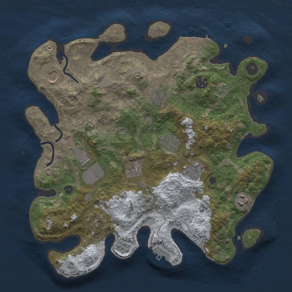Rust Map: Procedural Map, Size: 3500, Seed: 959472500, 19 Monuments