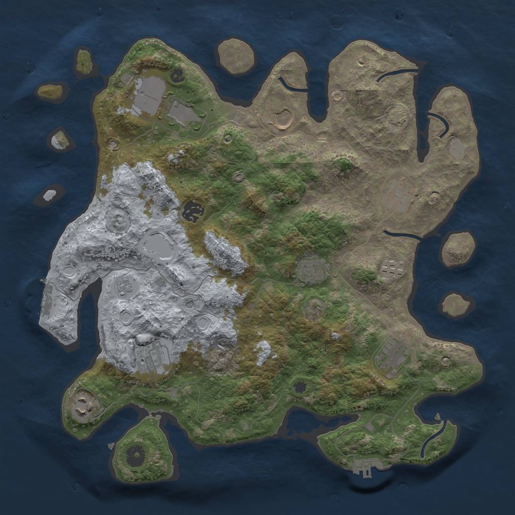 Rust Map: Procedural Map, Size: 3700, Seed: 1869860997, 17 Monuments