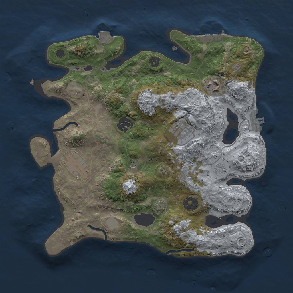 Rust Map: Procedural Map, Size: 3000, Seed: 1280574079, 12 Monuments