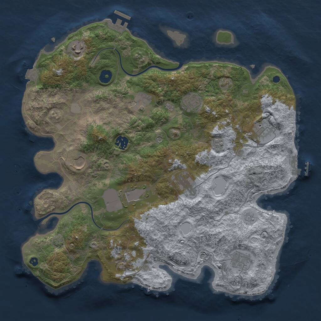 Rust Map: Procedural Map, Size: 3700, Seed: 1735261222, 17 Monuments