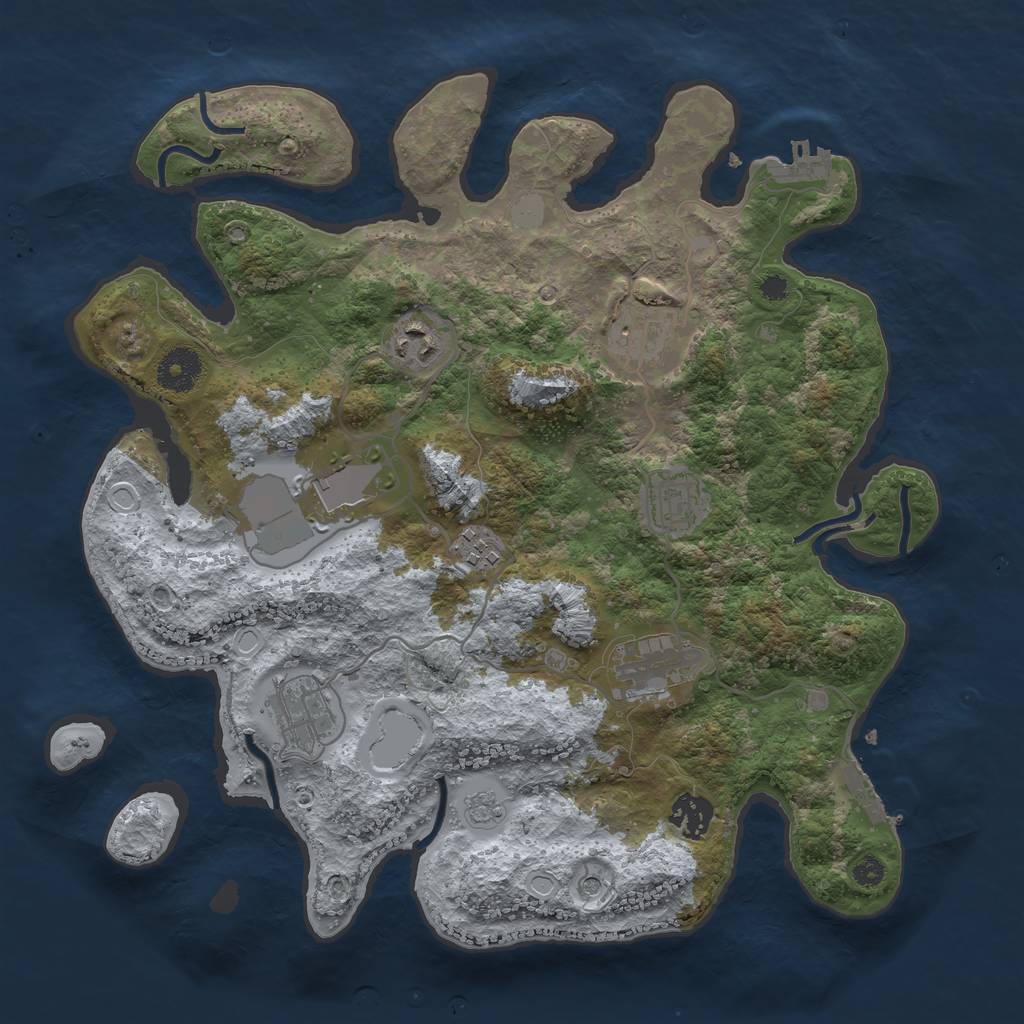 Rust Map: Procedural Map, Size: 3500, Seed: 496044318, 17 Monuments