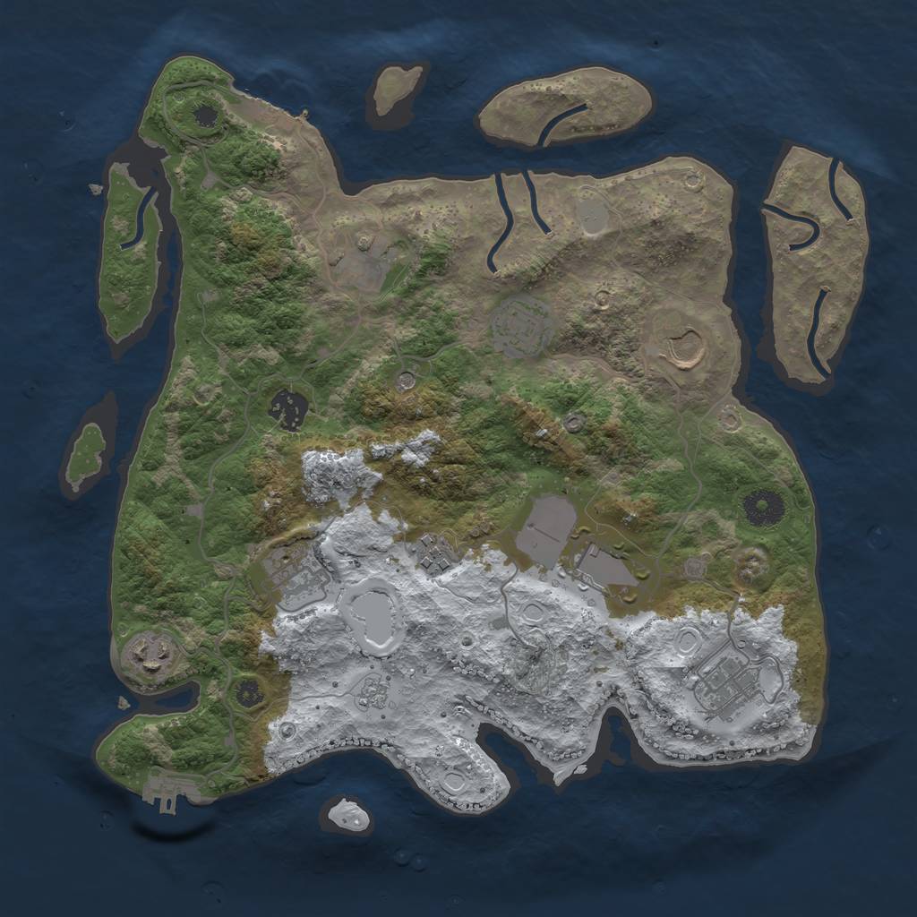 Rust Map: Procedural Map, Size: 3500, Seed: 1451562808, 18 Monuments