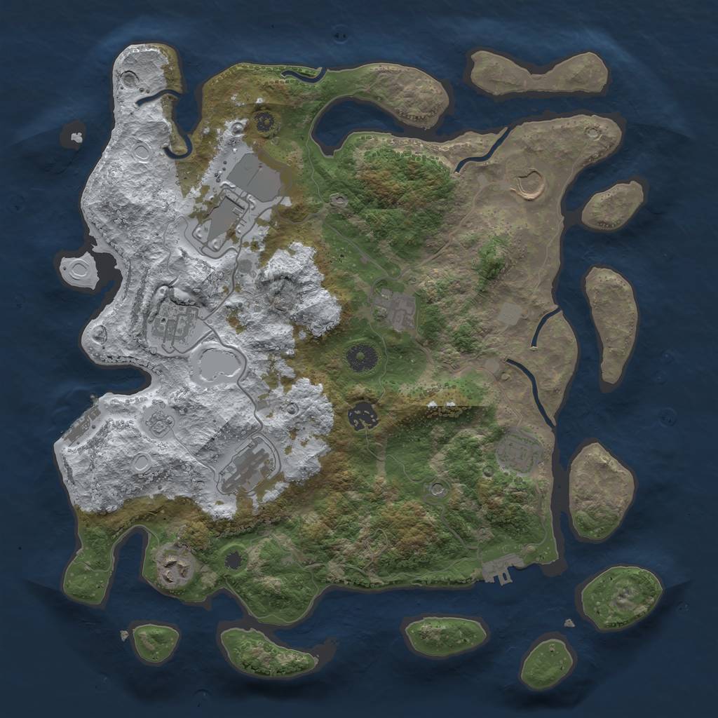 Rust Map: Procedural Map, Size: 3700, Seed: 1284363871, 17 Monuments